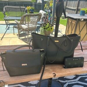 Kate Spade Black Leather Bundle- Crossbody, Computer bag, Zipper wallet